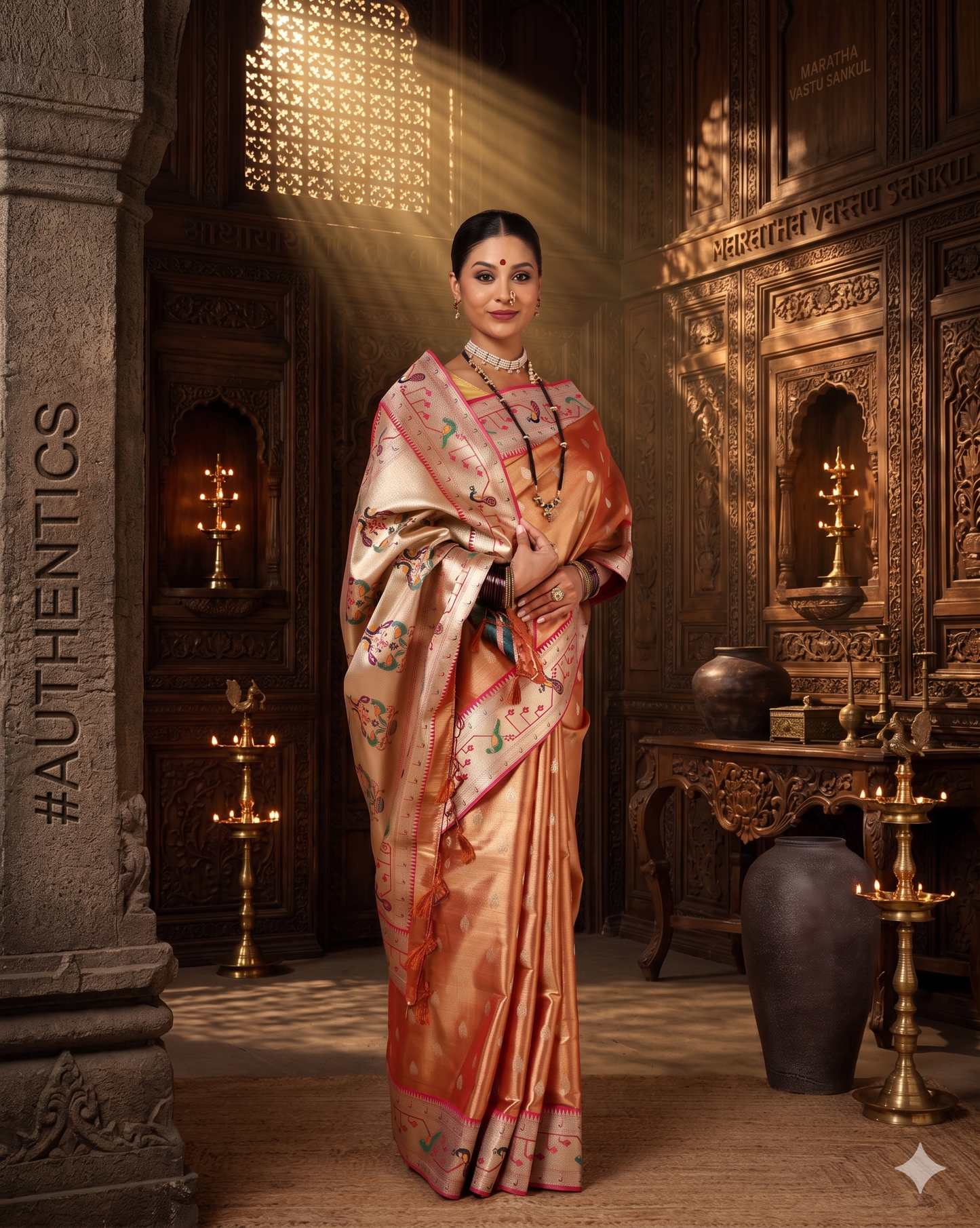 Orange Woven Design Viscoris Saree