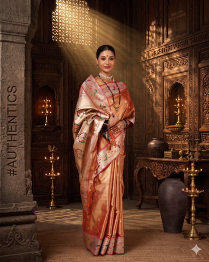 Orange Woven Design Viscoris Saree