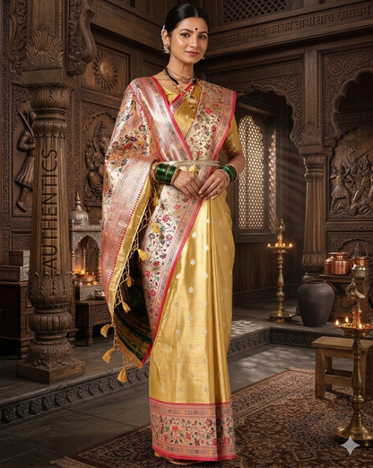 Gold Woven Design Viscoris Saree