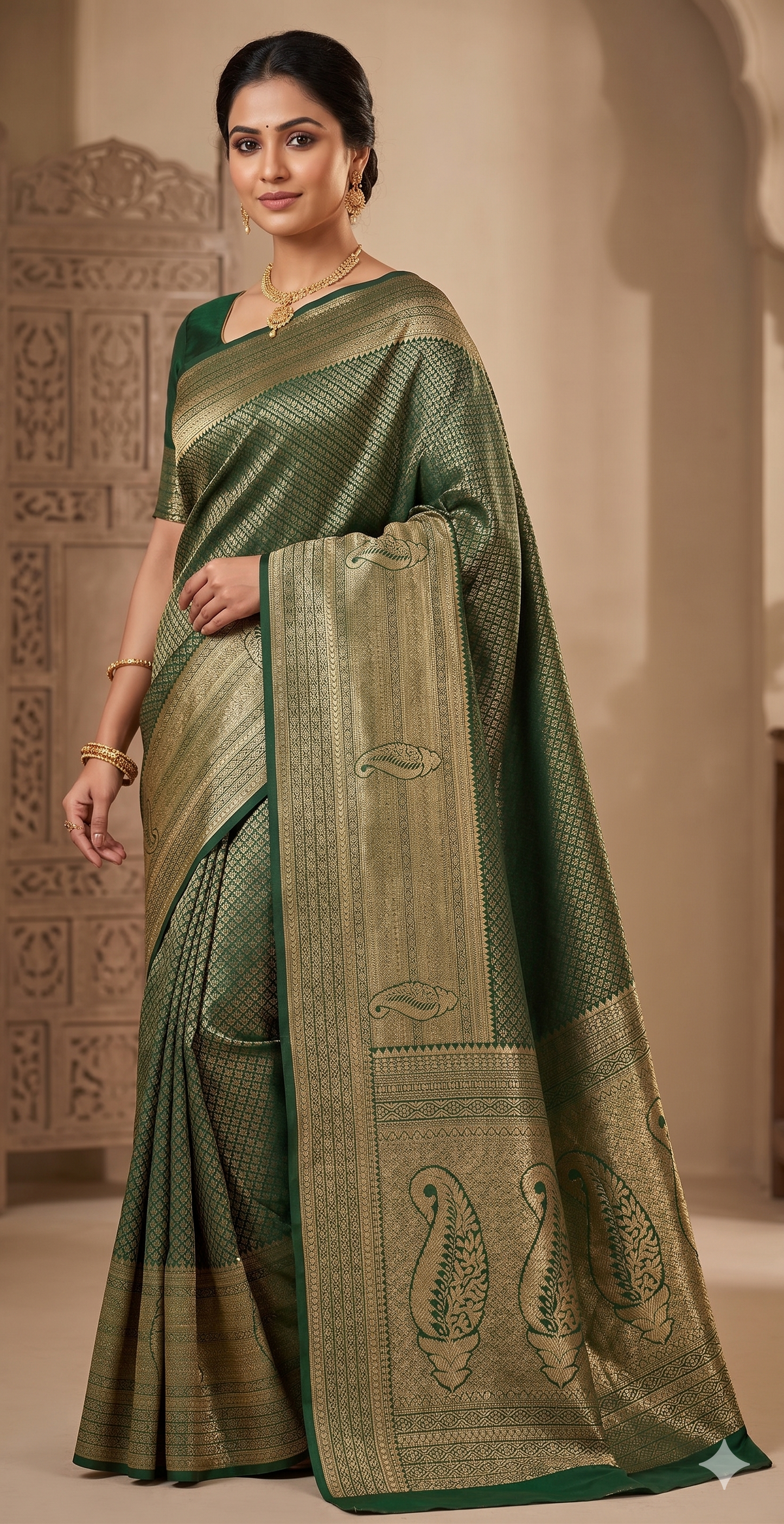 Green Woven Design Art Silk Kanjivaram Saree