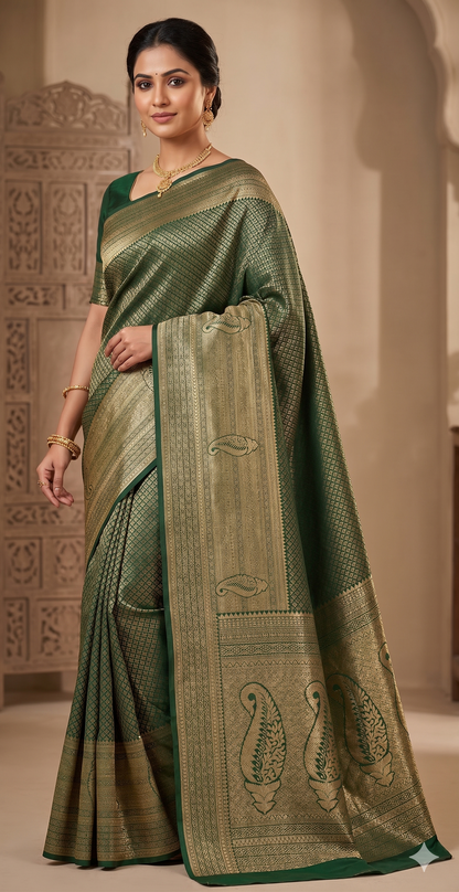 Green Woven Design Art Silk Kanjivaram Saree