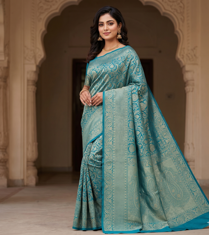 Blue Woven Design Art Silk Kanjivaram Saree