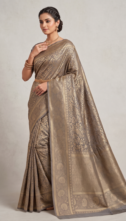 Grey Woven Design Art Silk Kanjivaram Saree