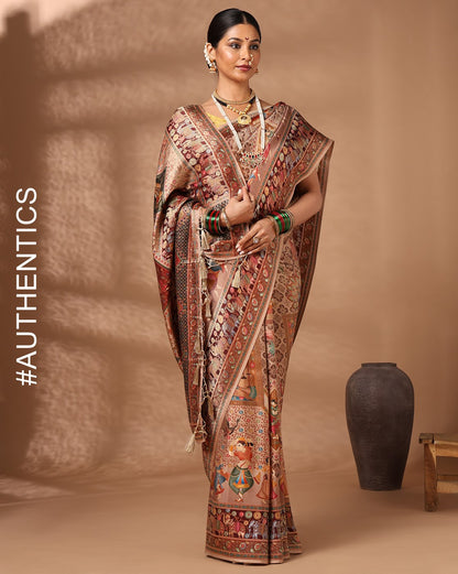 Cream Woven Design Viscoris Saree