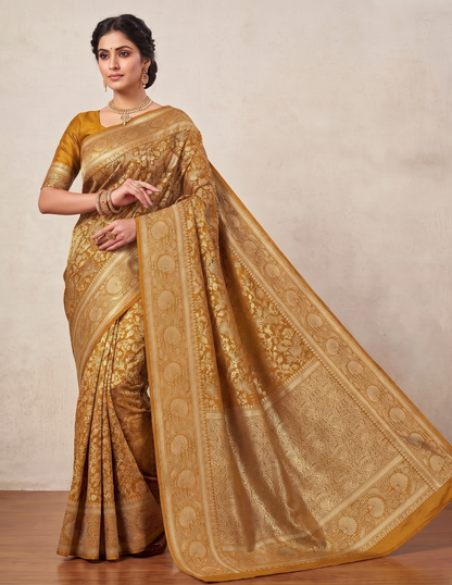 Yellow Woven Design Art Silk Kanjivaram Saree
