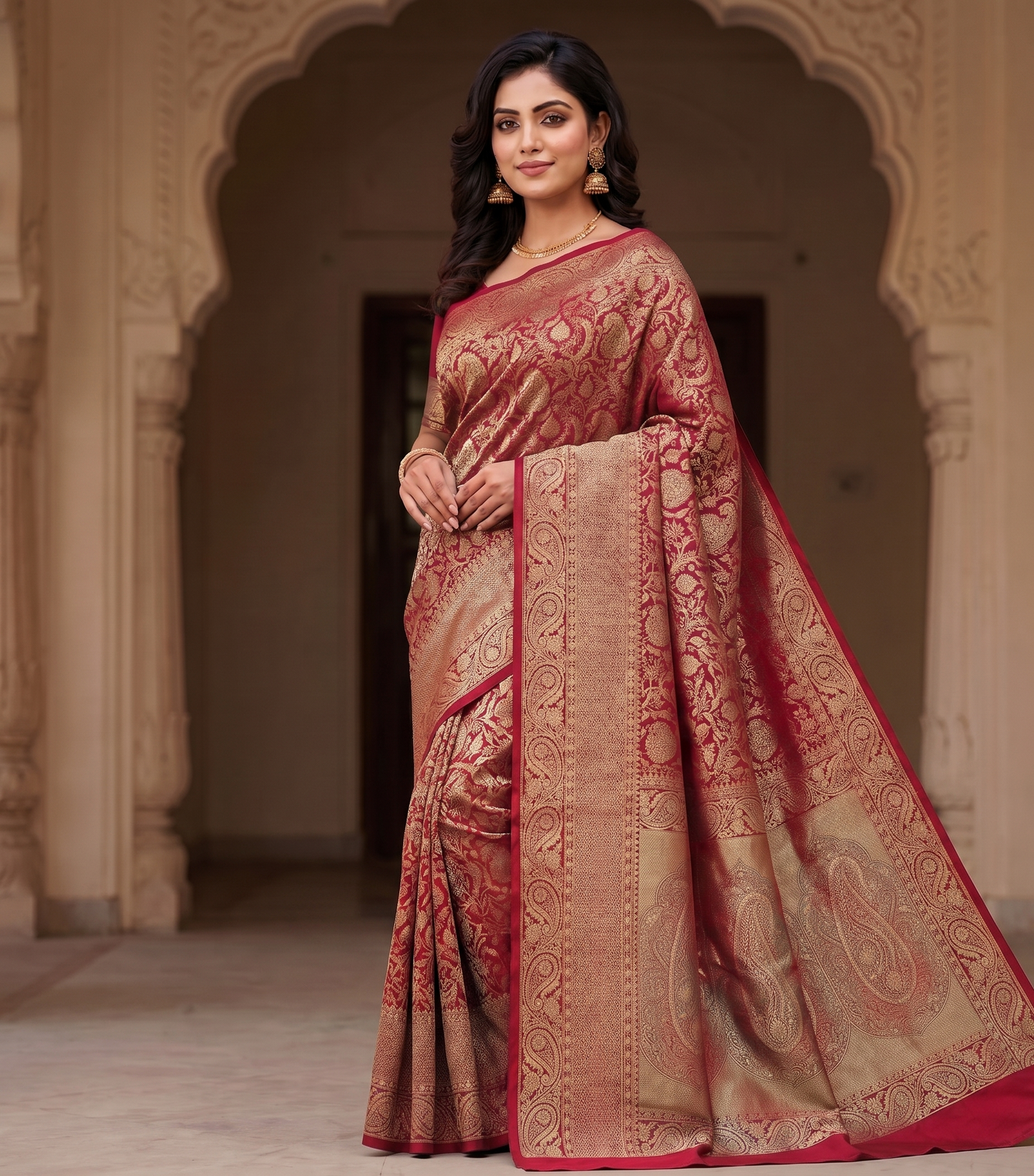 Red Woven Design Art Silk Kanjivaram Saree