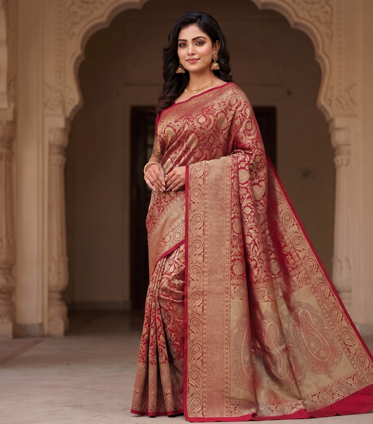 Red Woven Design Art Silk Kanjivaram Saree