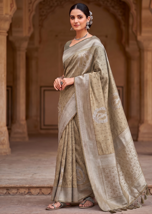 Off White Woven Design Kanjivaram Saree