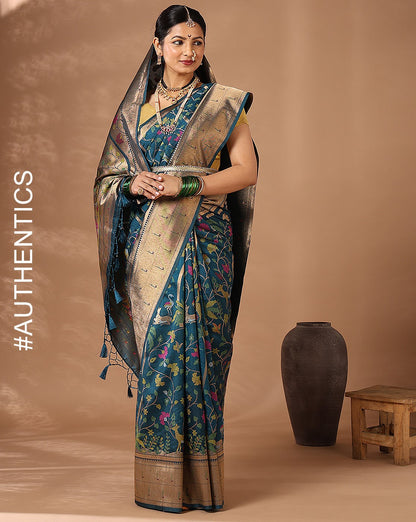 Dark Blue Woven Design Dola Silk Saree