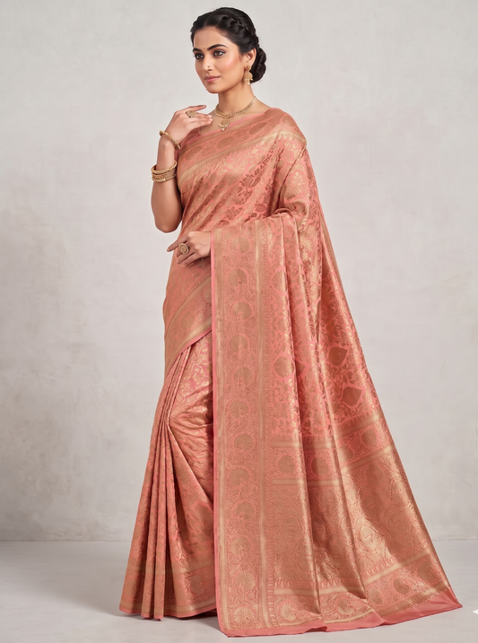 Orange Woven Design Art Silk Kanjivaram Saree