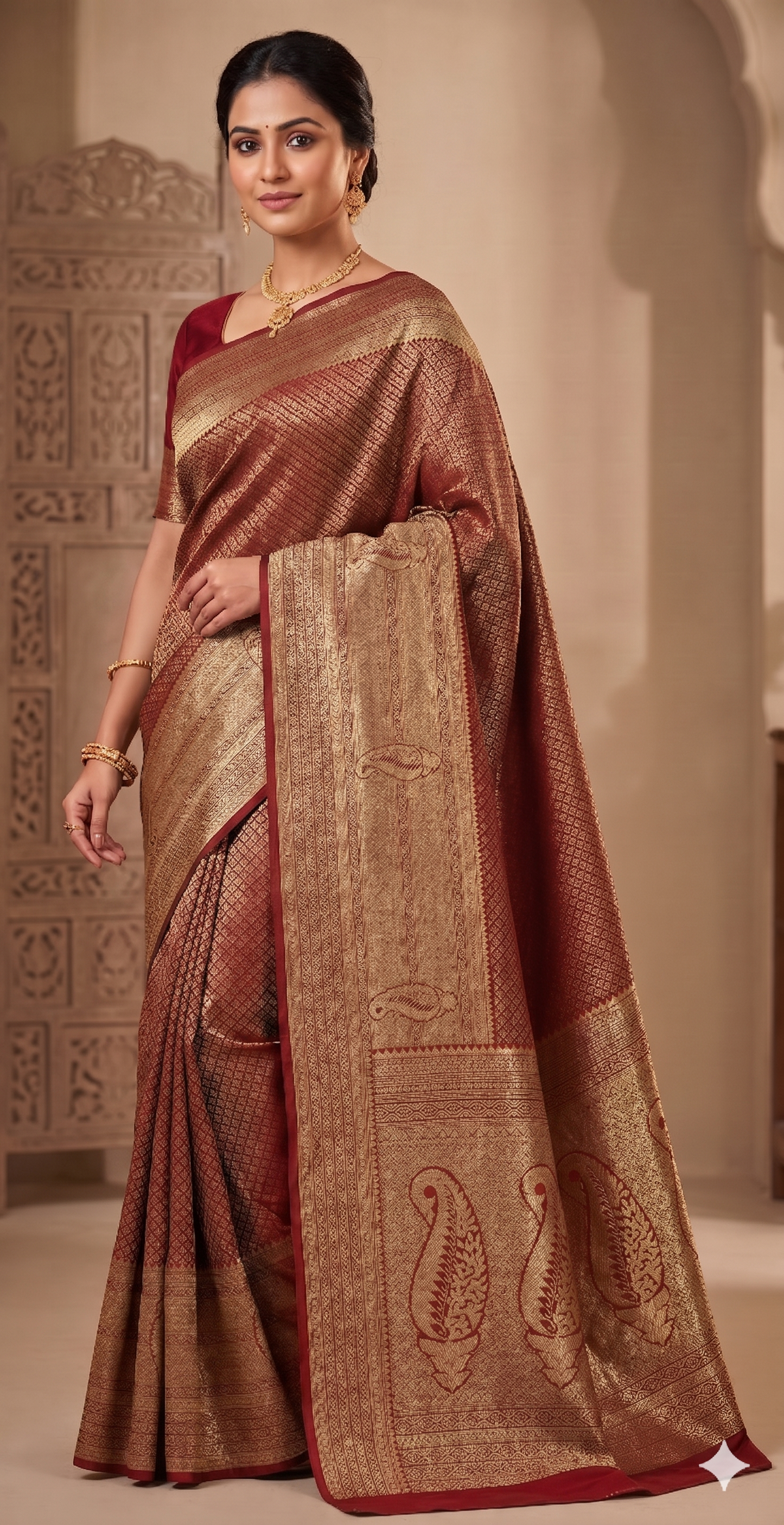 Red Woven Design Art Silk Kanjivaram Saree