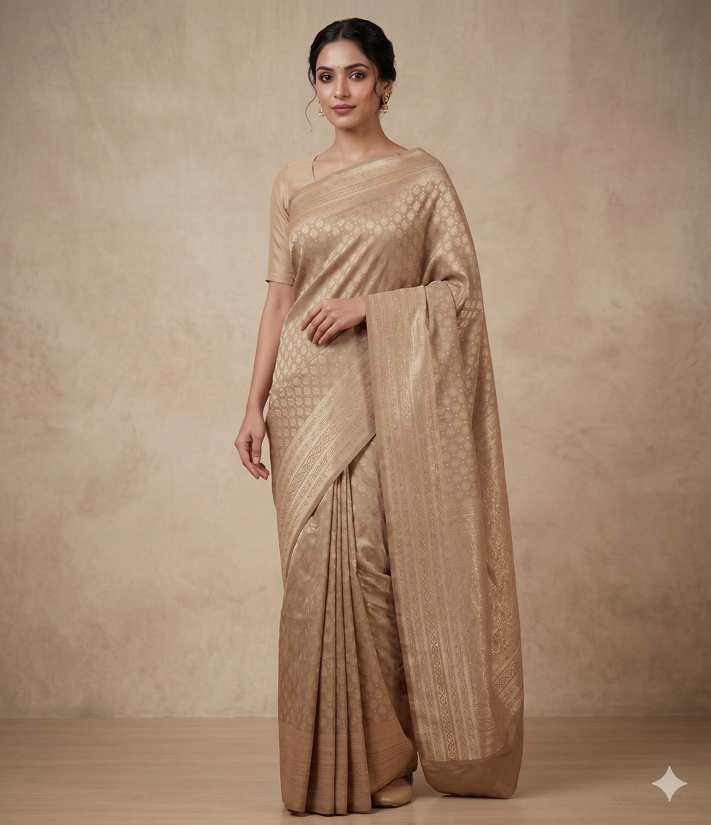 Beige Woven Design Art Silk Kanjivaram Saree