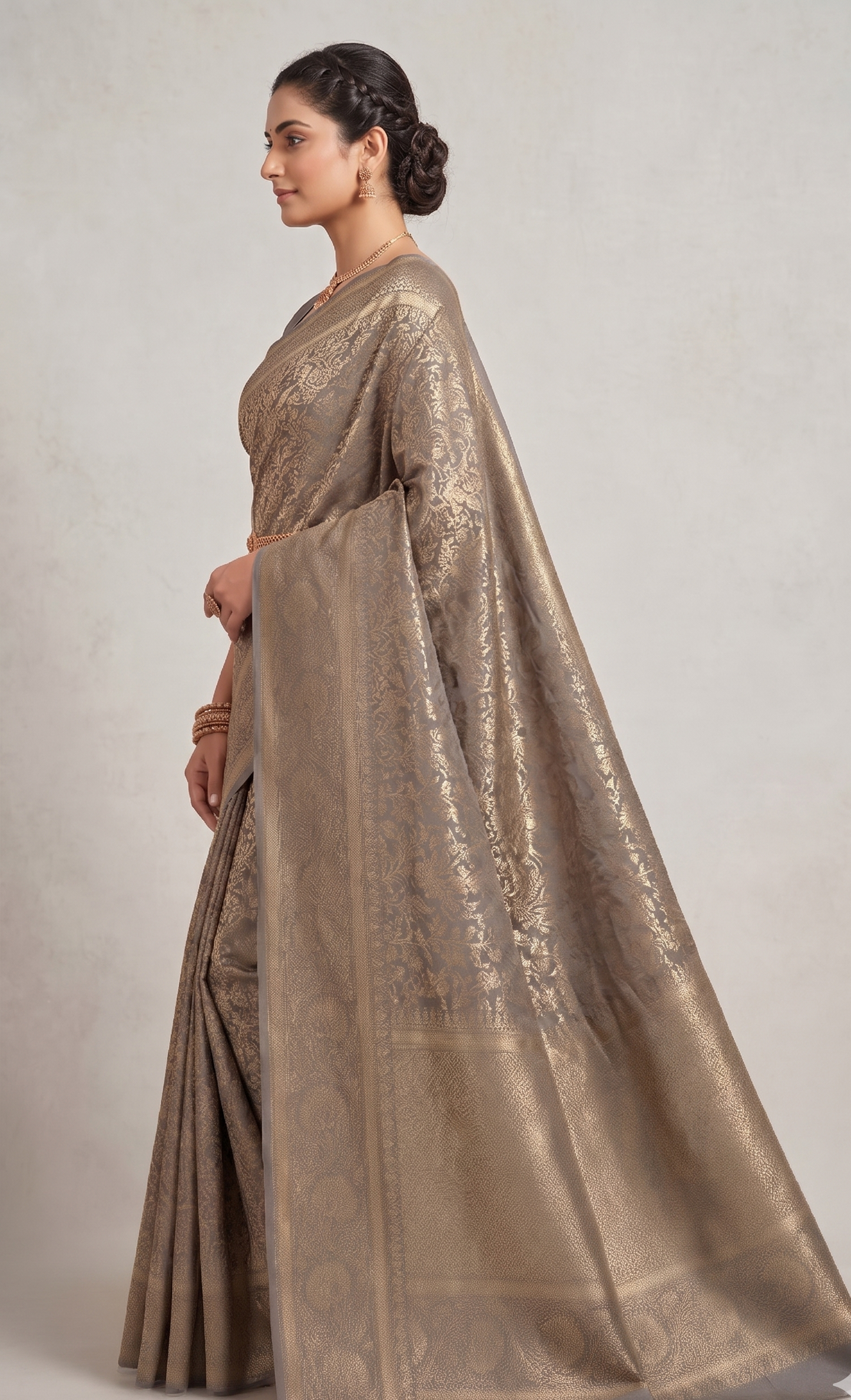 Grey Woven Design Art Silk Kanjivaram Saree