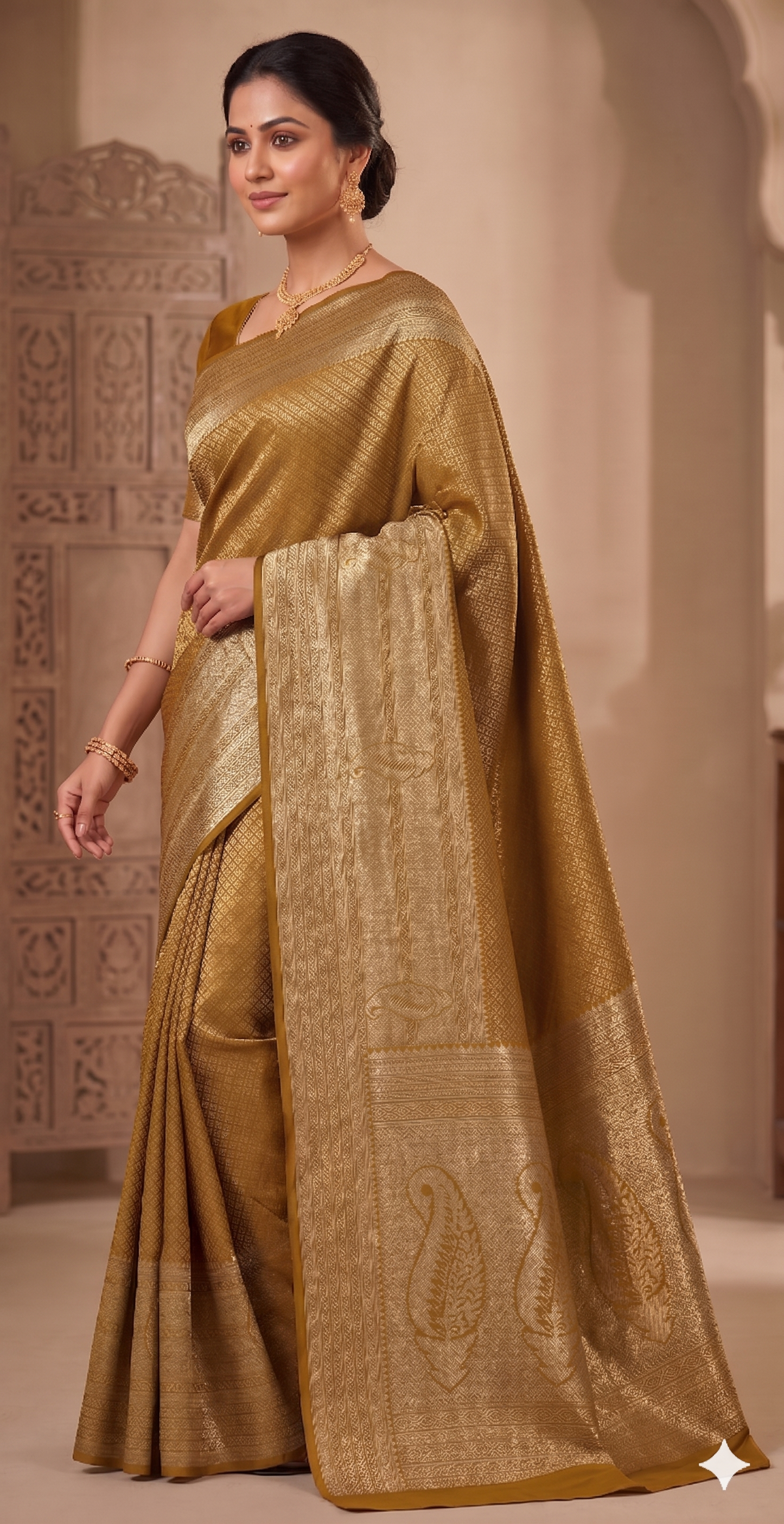 Yellow Woven Design Art Silk Kanjivaram Saree