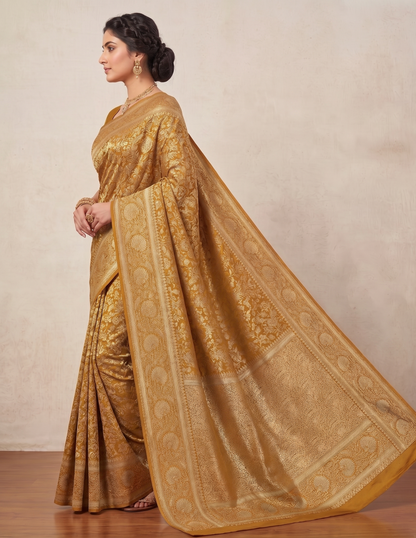 Yellow Woven Design Art Silk Kanjivaram Saree
