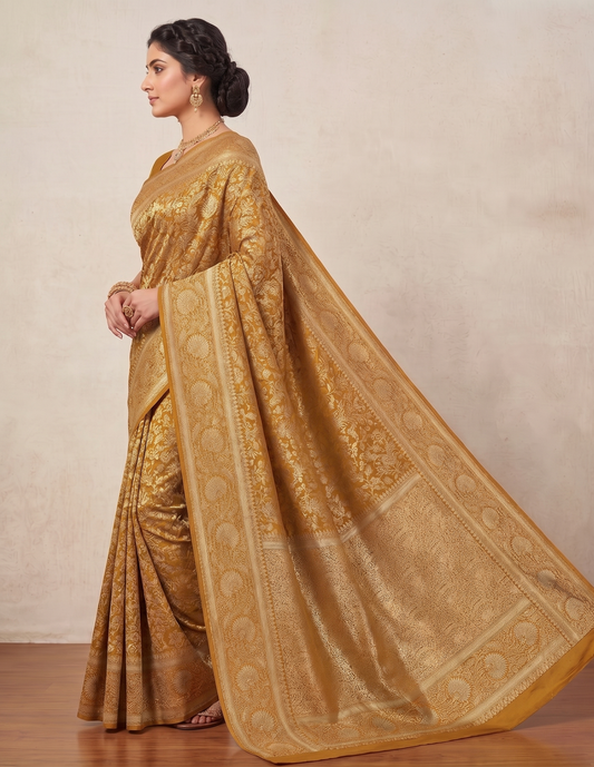 Yellow Woven Design Art Silk Kanjivaram Saree