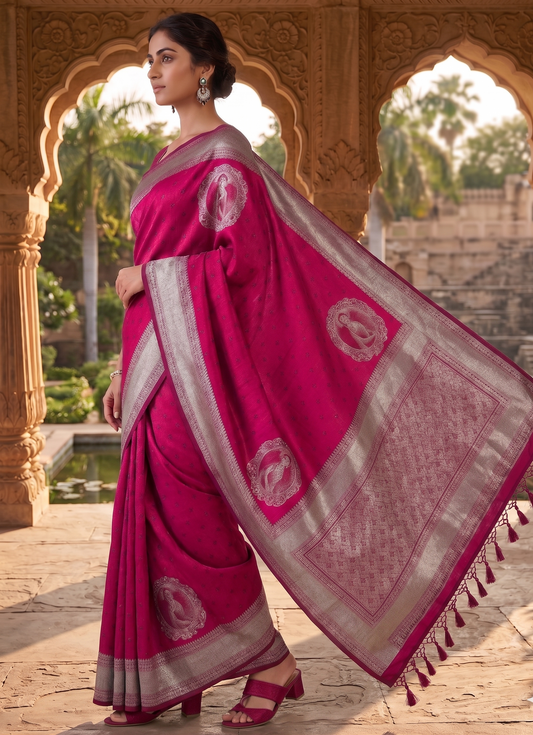 Rani Woven Design Kanjivaram Saree