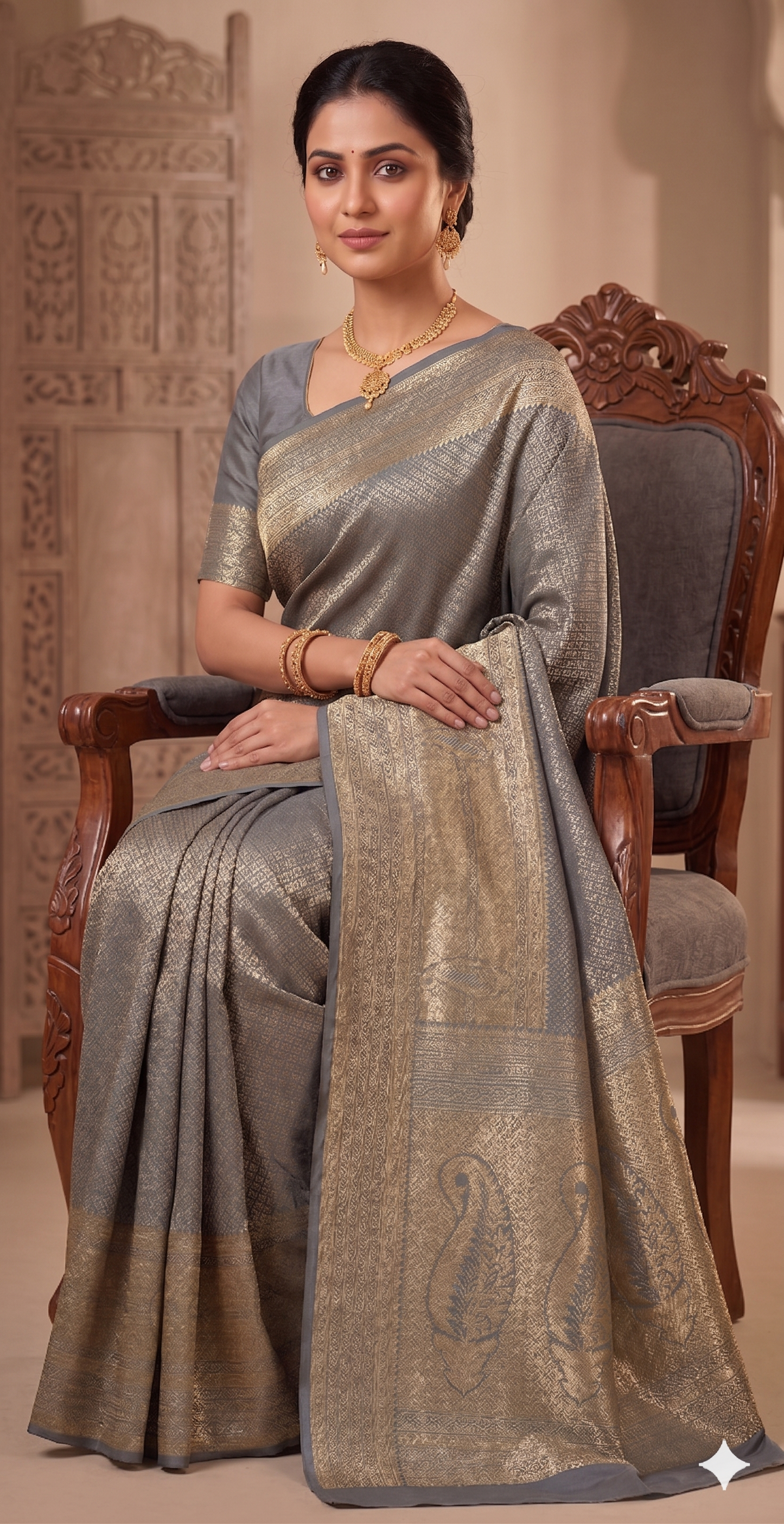 Grey Woven Design Art Silk Kanjivaram Saree