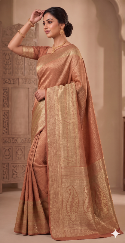 Orange Woven Design Art Silk Kanjivaram Saree