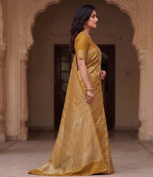 Yellow Woven Design Art Silk Kanjivaram Saree