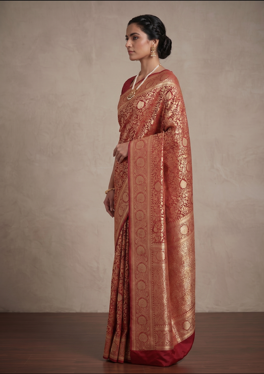 Maroon Woven Design Art Silk Kanjivaram Saree