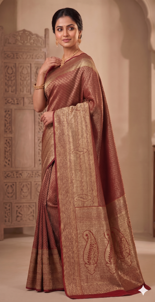 Red Woven Design Art Silk Kanjivaram Saree