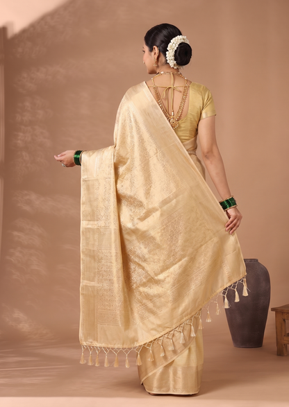 Off White Woven Design Art Silk Saree
