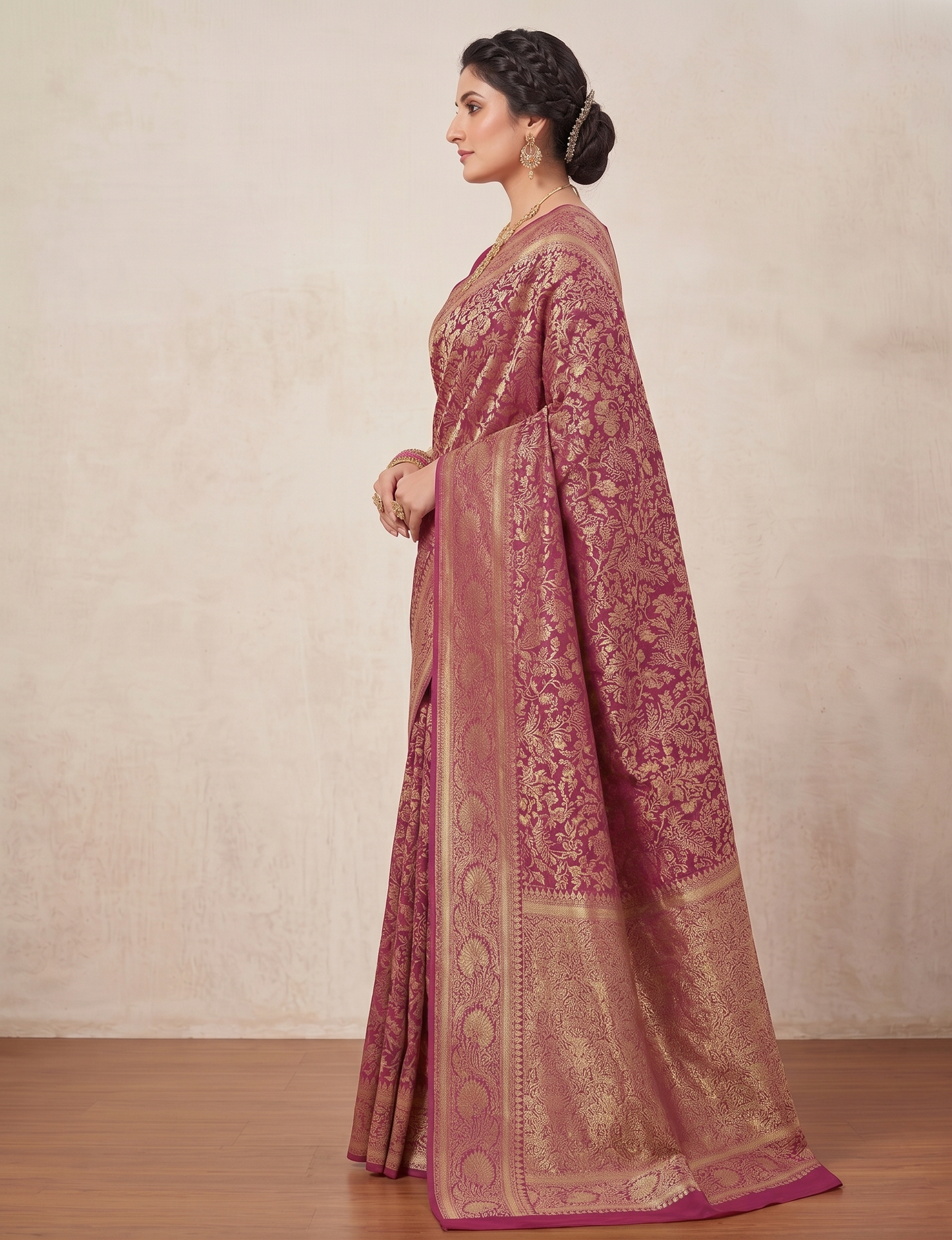 Pink Woven Design Art Silk Kanjivaram Saree