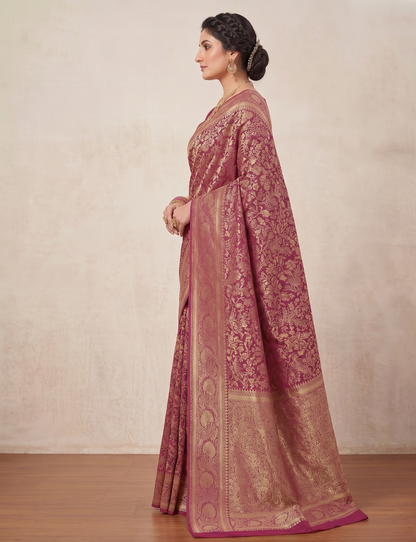 Pink Woven Design Art Silk Kanjivaram Saree