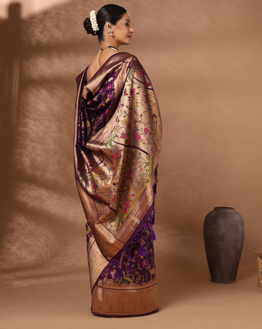 Purple Woven Design Dola Silk Saree