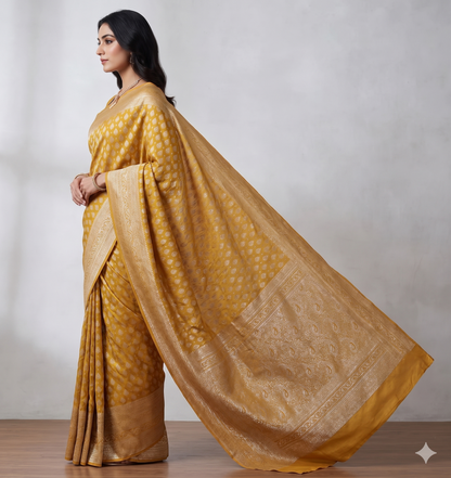 Yellow Woven Design Art Silk Kanjivaram Saree