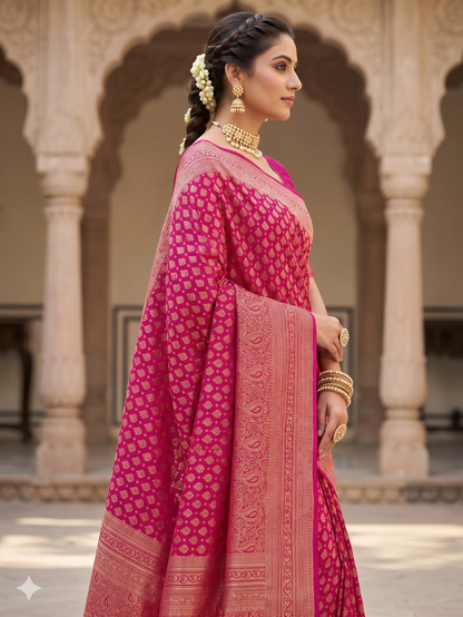 Pink Woven Design Art Silk Kanjivaram Saree