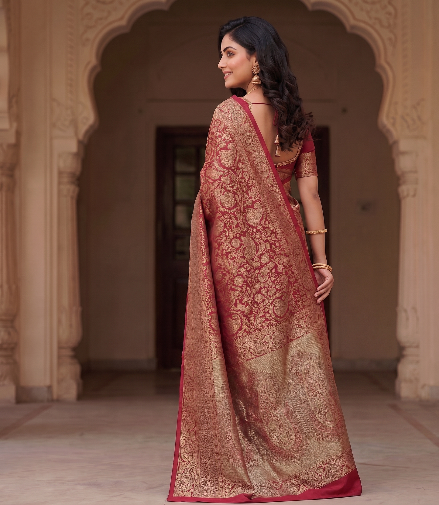 Red Woven Design Art Silk Kanjivaram Saree