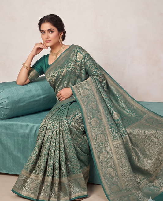 Light Green Woven Design Art Silk Kanjivaram Saree