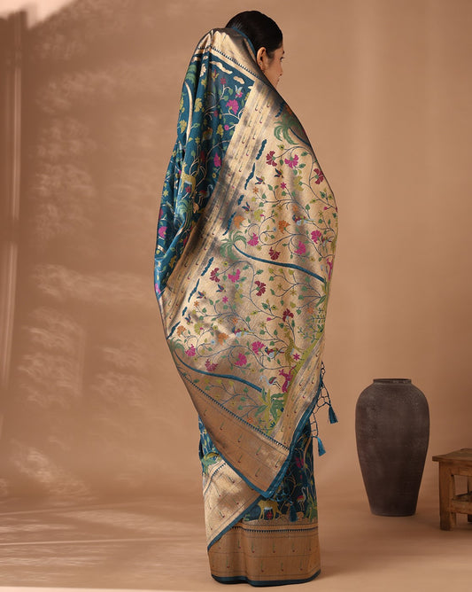Dark Blue Woven Design Dola Silk Saree