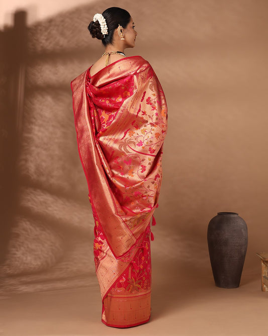 Rani Pink Woven Design Dola Silk Saree