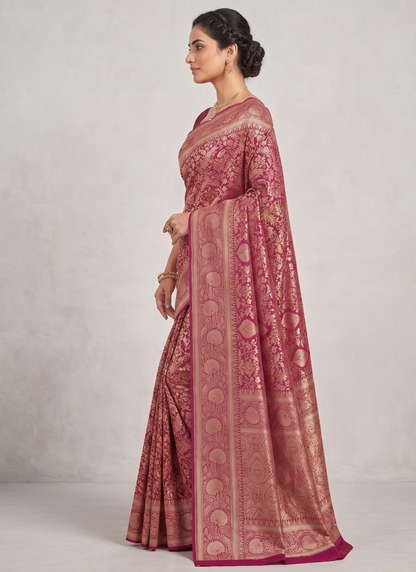 Lavender Woven Design Art Silk Kanjivaram Saree