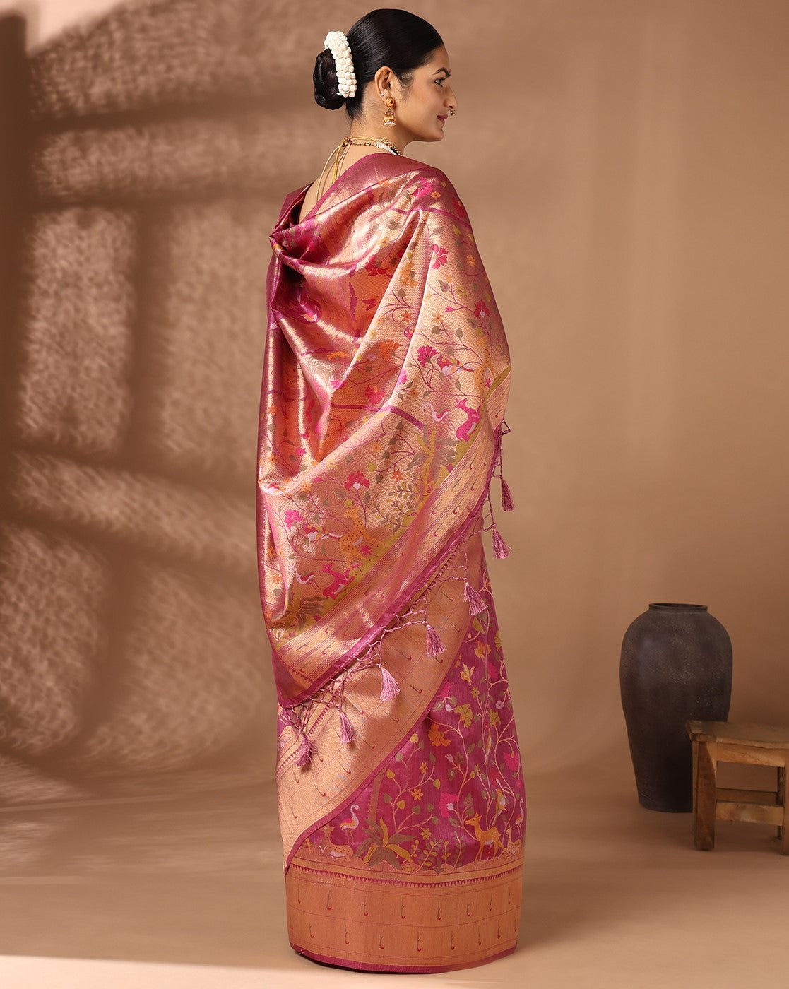 Lavender Woven Design Dola Silk Saree