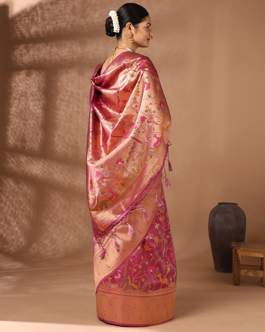 Lavender Woven Design Dola Silk Saree