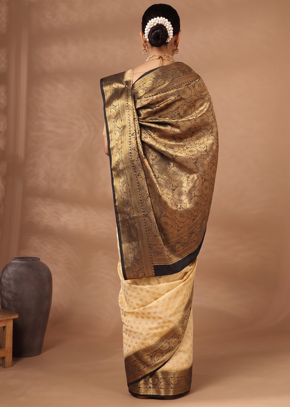 Off White Black Woven Design Balaton Saree