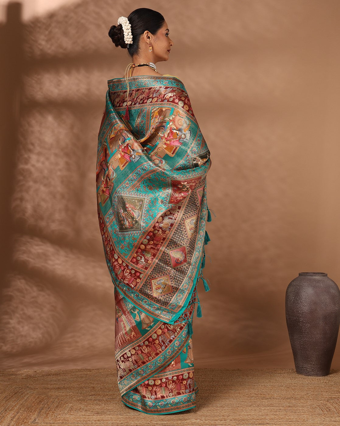 Dark Blue Woven Design Viscoris Saree