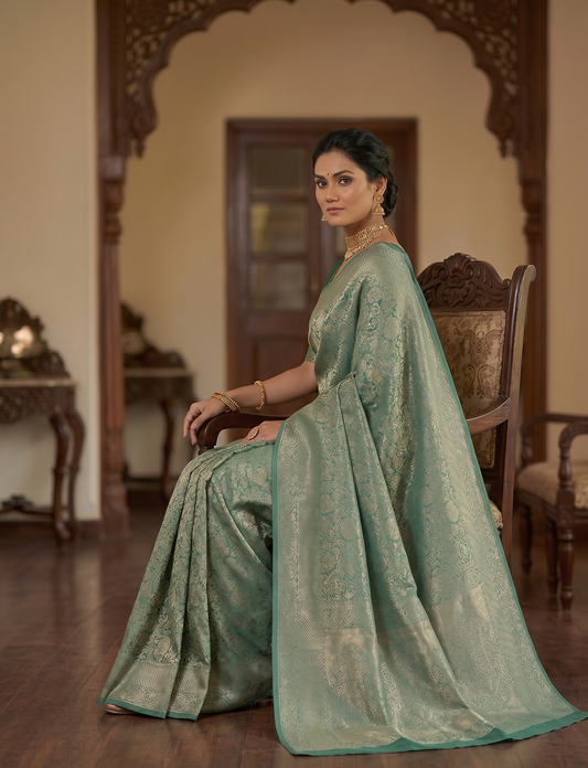 Light Green Woven Design Art Silk Kanjivaram Saree