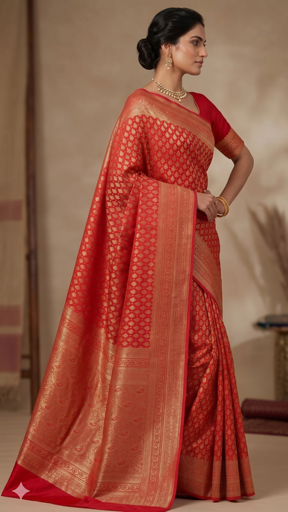 Red Woven Design Art Silk Kanjivaram Saree