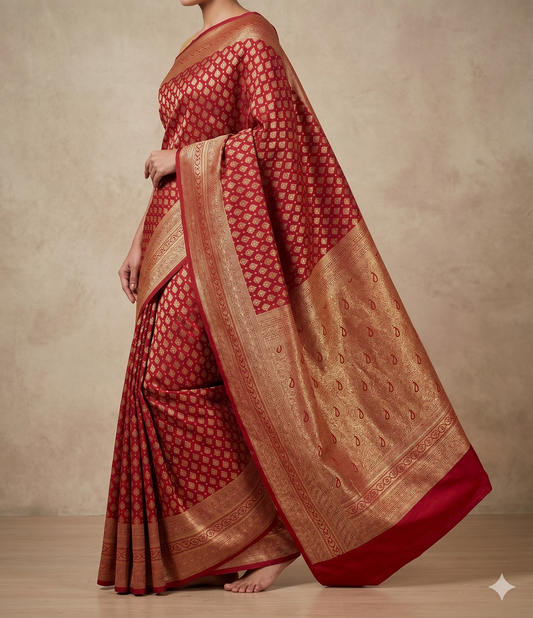 Maroon Woven Design Art Silk Kanjivaram Saree