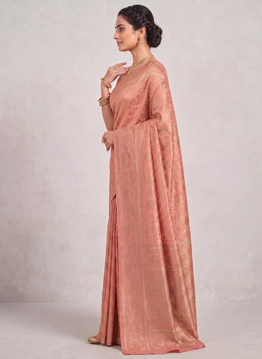 Orange Woven Design Art Silk Kanjivaram Saree