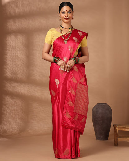 Rani Pink Woven Design Crape Saree