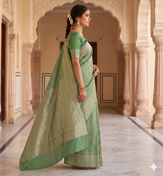 Light Green Woven Design Art Silk Kanjivaram Saree