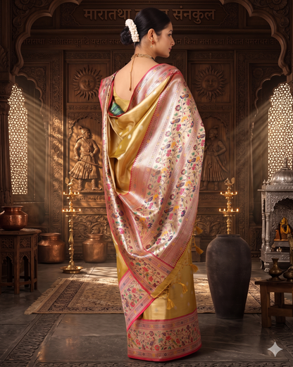 Gold Woven Design Viscoris Saree