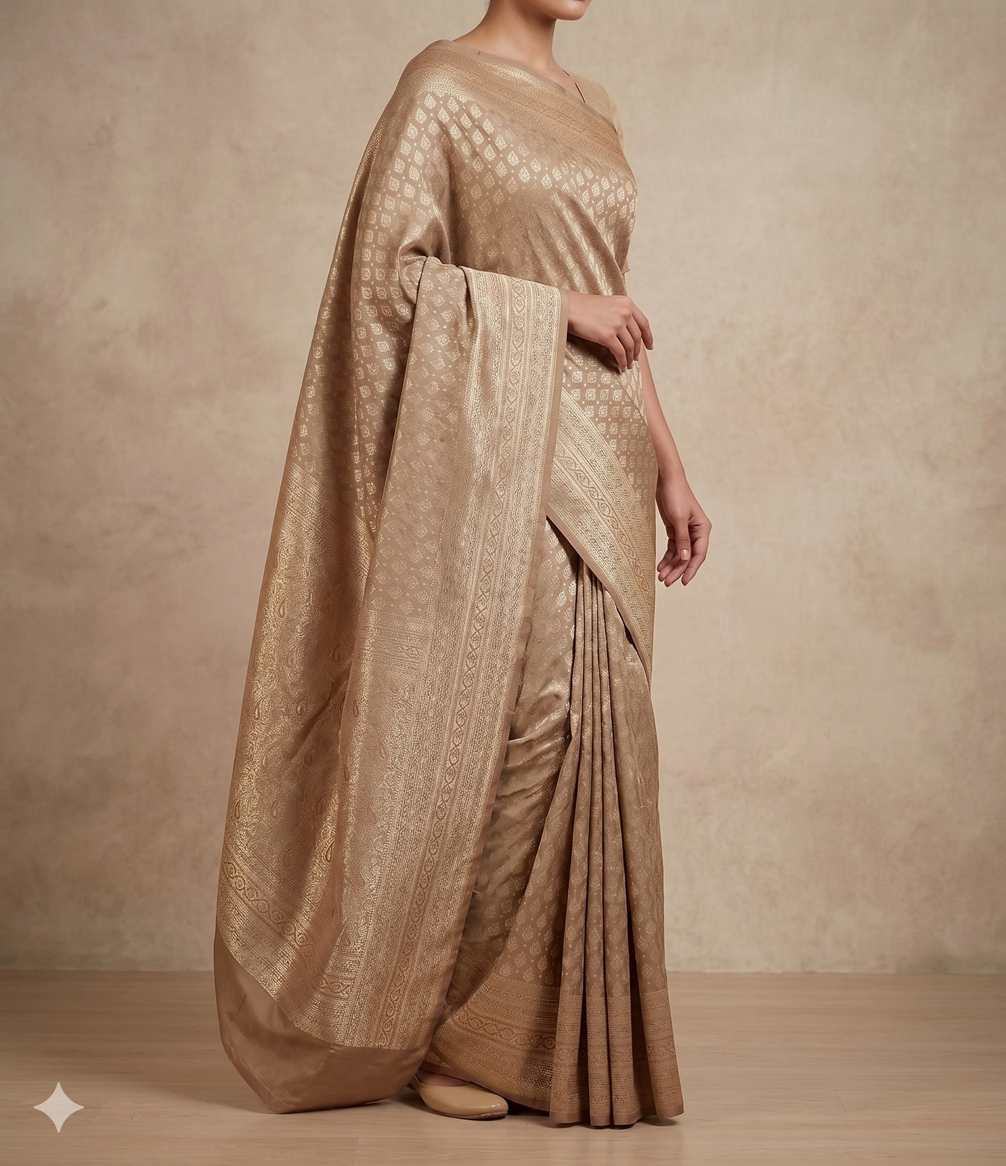 Beige Woven Design Art Silk Kanjivaram Saree