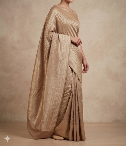 Beige Woven Design Art Silk Kanjivaram Saree
